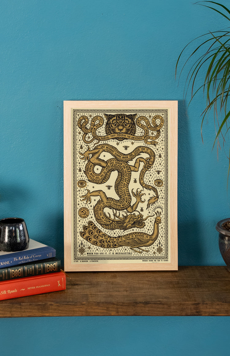 A Cat, A Dragon, A Peacock Print