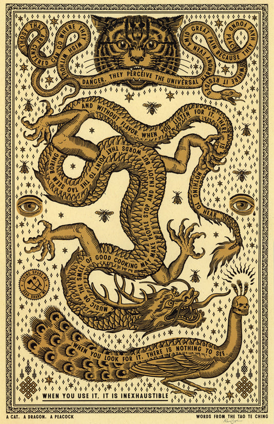 A Cat, A Dragon, A Peacock Print