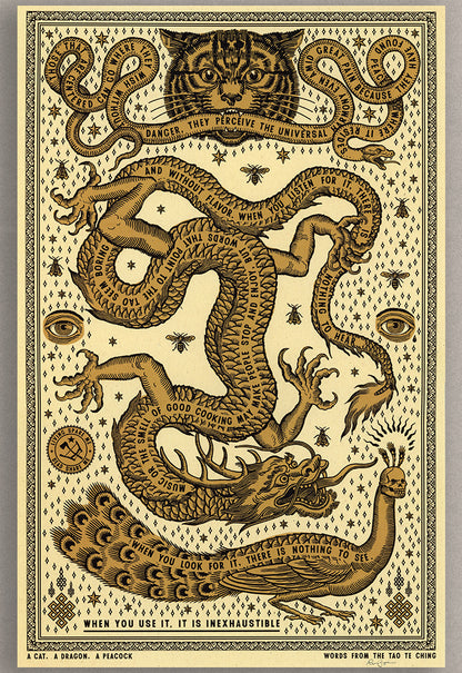 A Cat, A Dragon, A Peacock Print