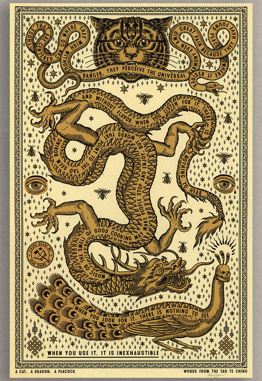 A Cat, A Dragon, A Peacock Print