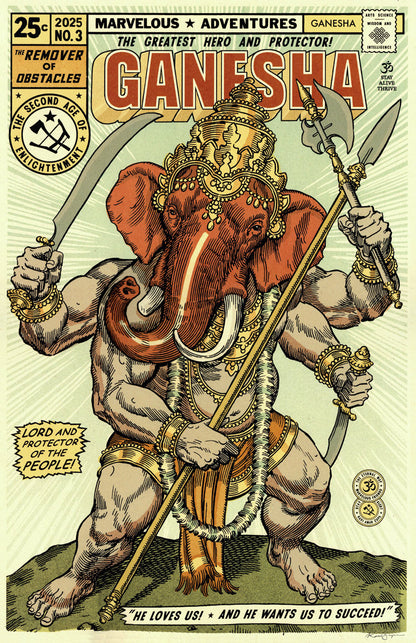 Ganesha Comic Print